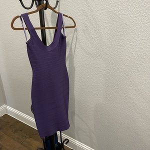 Purple Herve Leger XS signature essentials scoop sleeveless dress